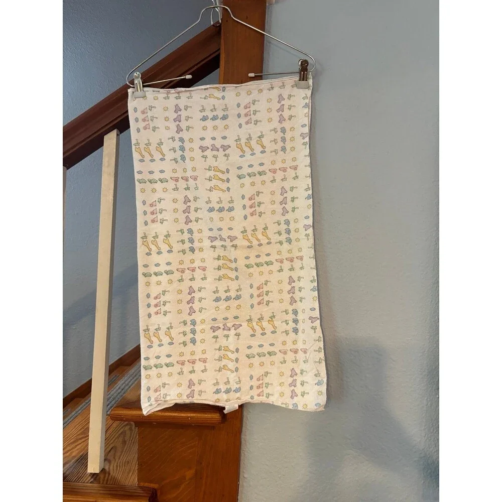 Carter’s John Lennon animals flannel receiving baby swaddle blanket vtg y2k